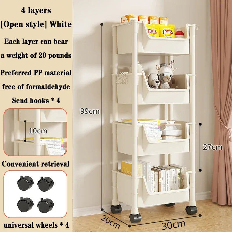 Children's Bookcases Rack Furniture With Wheels Removable Small Bookshelves With Wheels Cart Home Toy Storage Reading Shelves