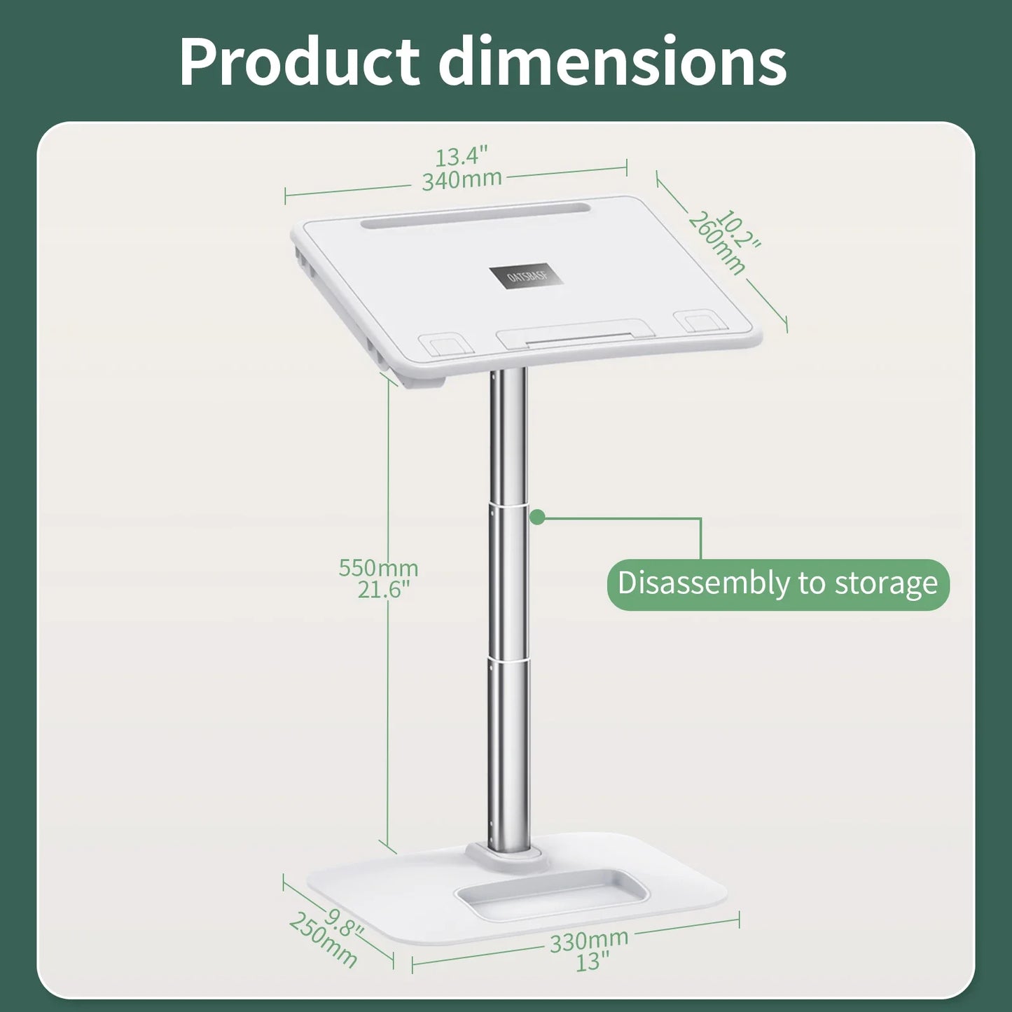 Oatsbasf Book Reading Desk with LED Night Light Angle Adjustable Laptop Stand with Lamp Notebook Holder Computer Accessories