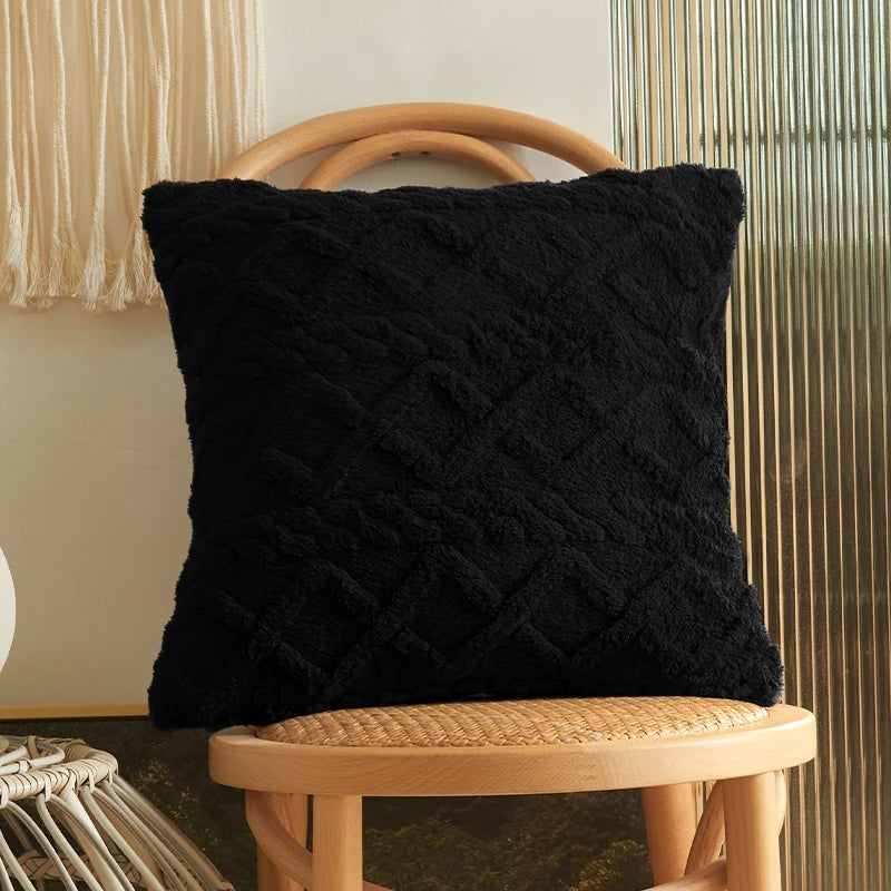 Twist KnittingPlush Pillow Case Vintage Knitted Cushion Cover Simple Cushion Plush Pillowcase Headboard Back